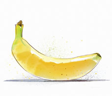 Banane im Aquarell-Look